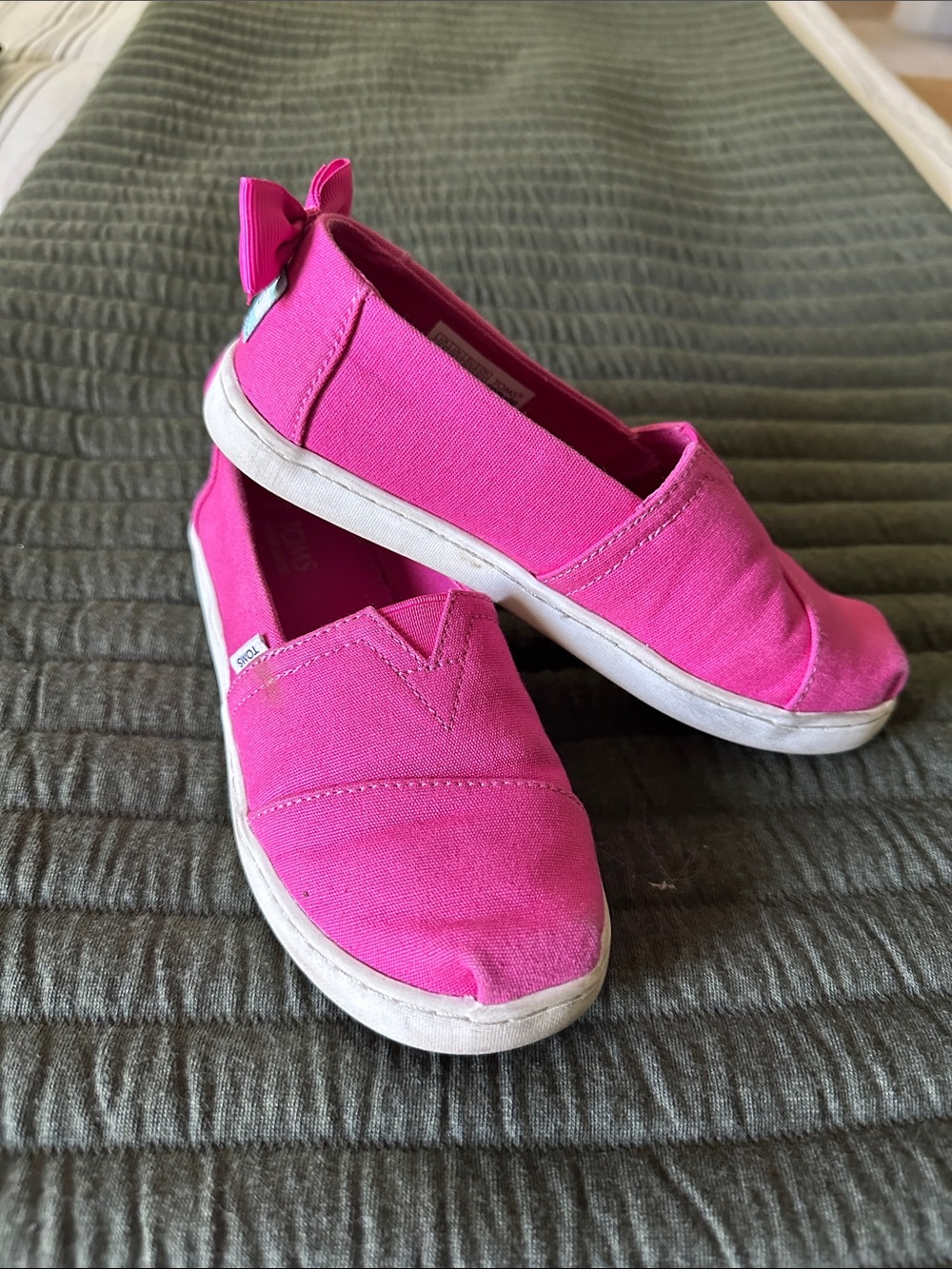 Toms Kids Hot Pink Canvas Slip-On Sneakers